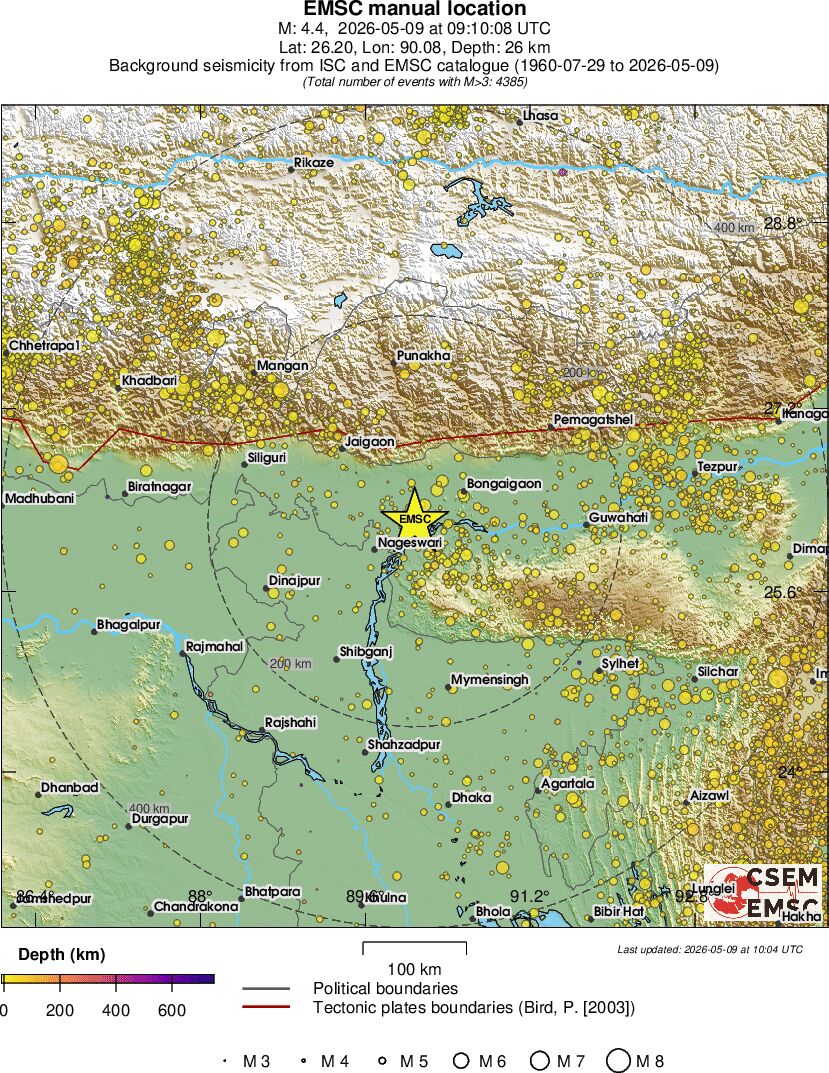 regional depth historical seismicity