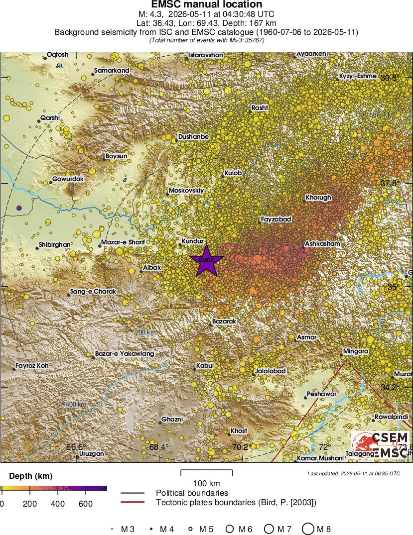 regional depth historical seismicity