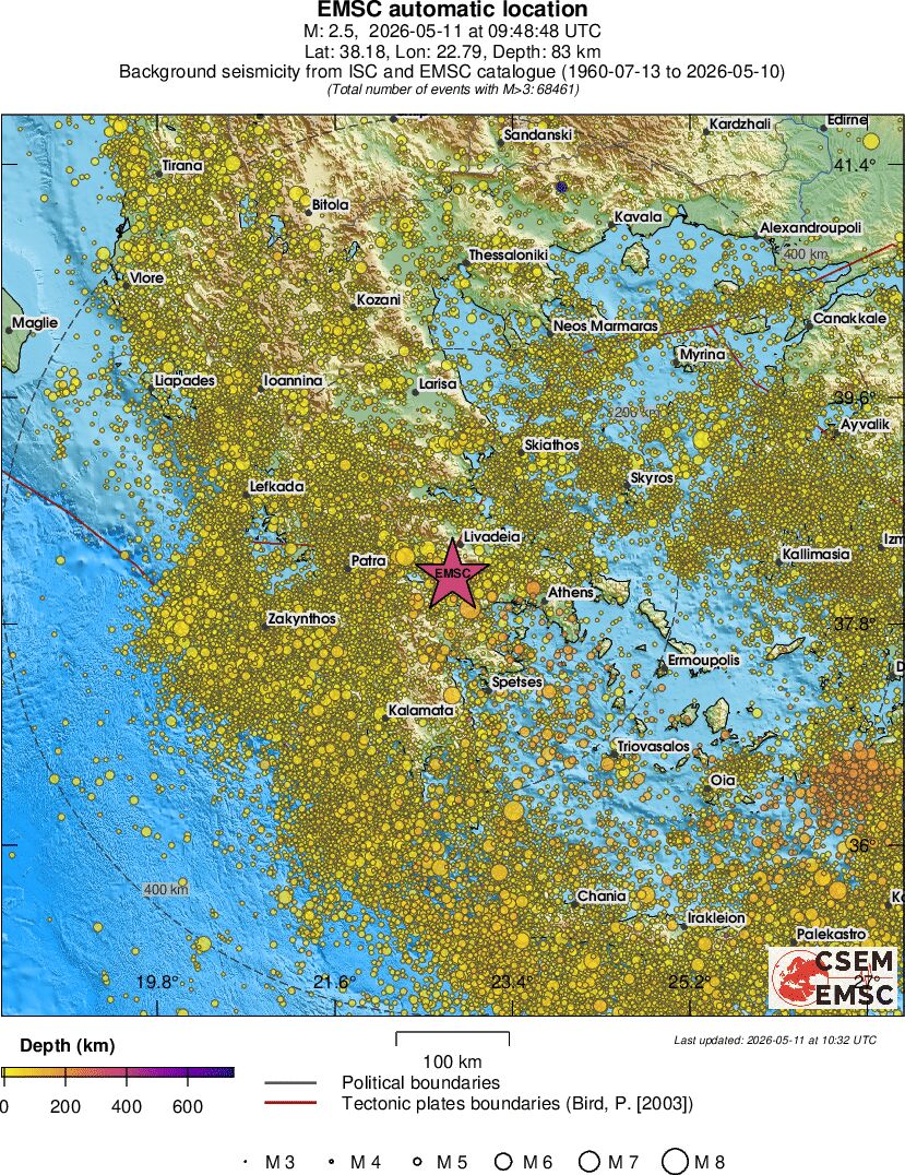 regional depth historical seismicity