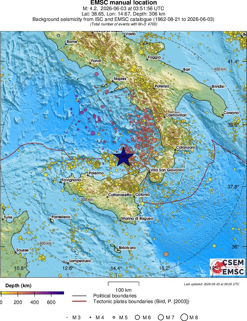 regional depth historical seismicity