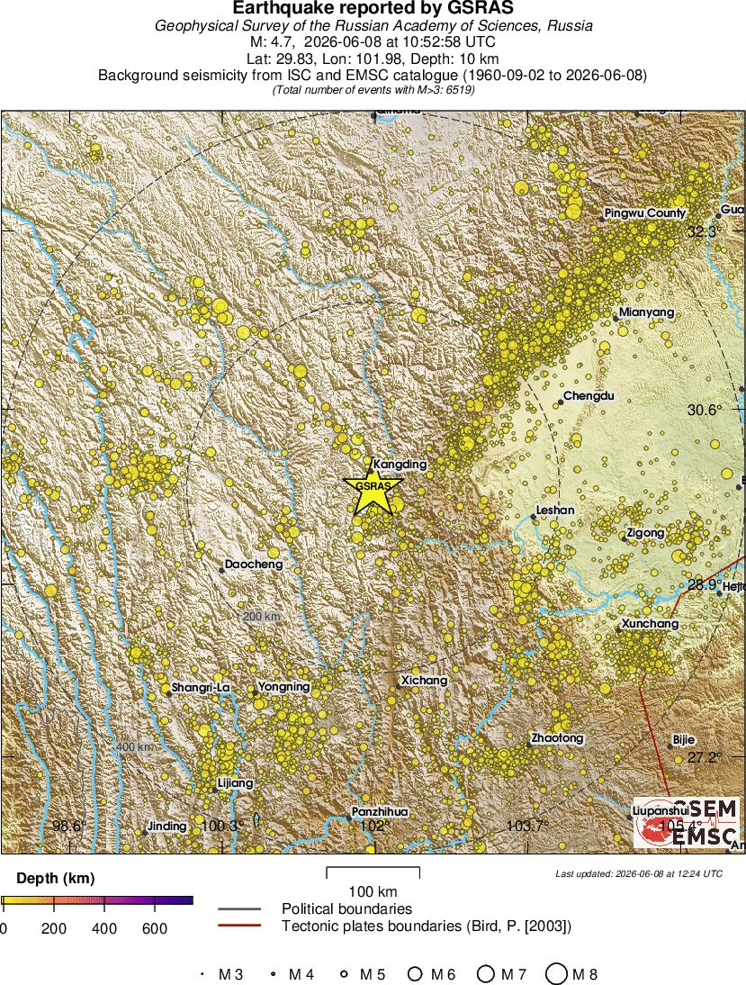 regional depth historical seismicity