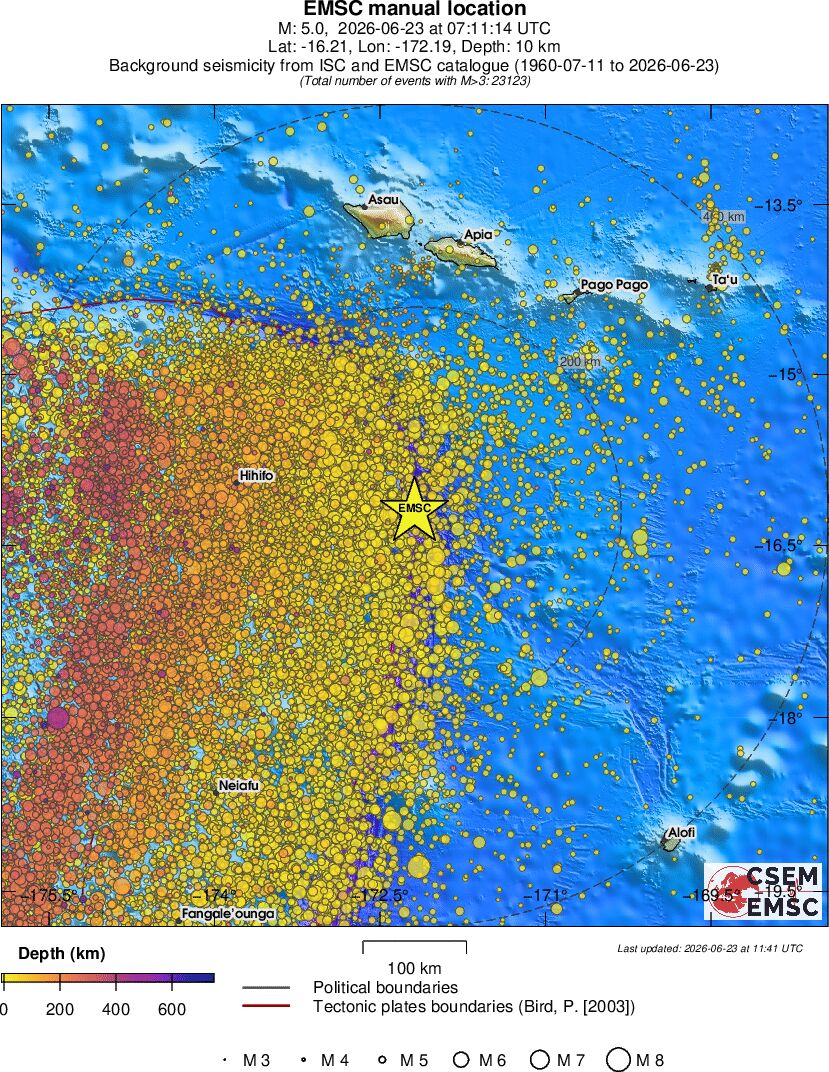 regional depth historical seismicity