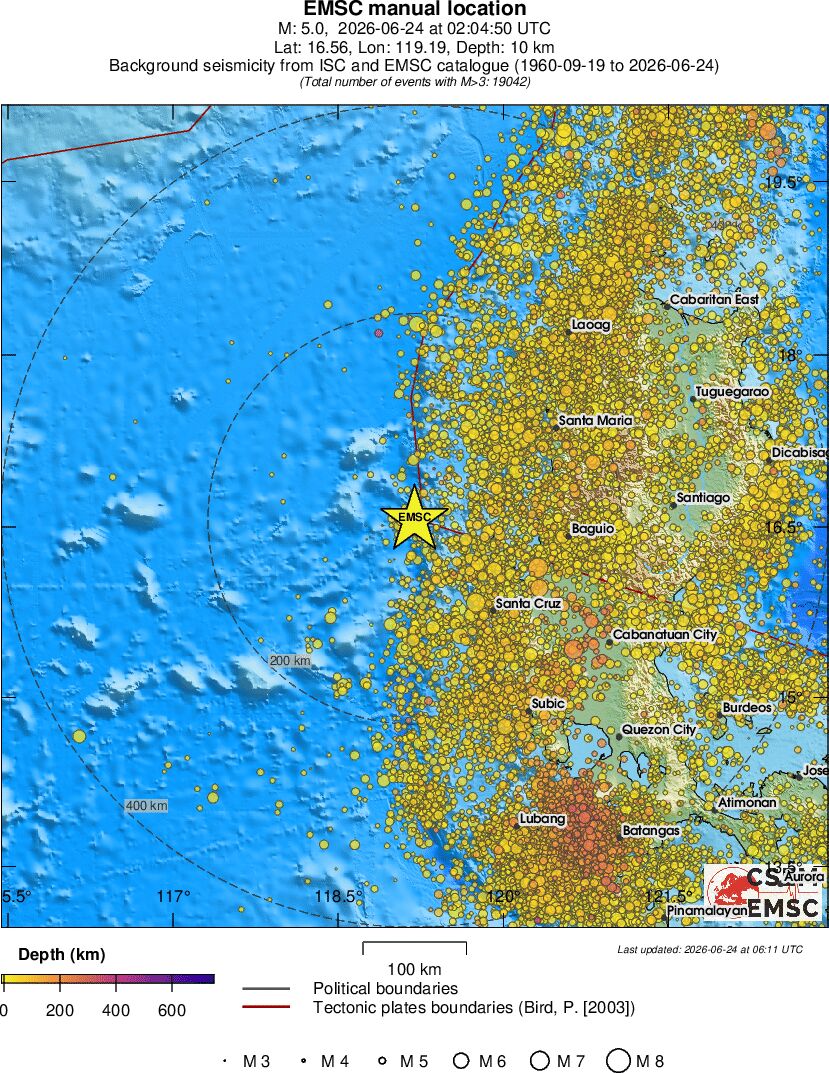 regional depth historical seismicity
