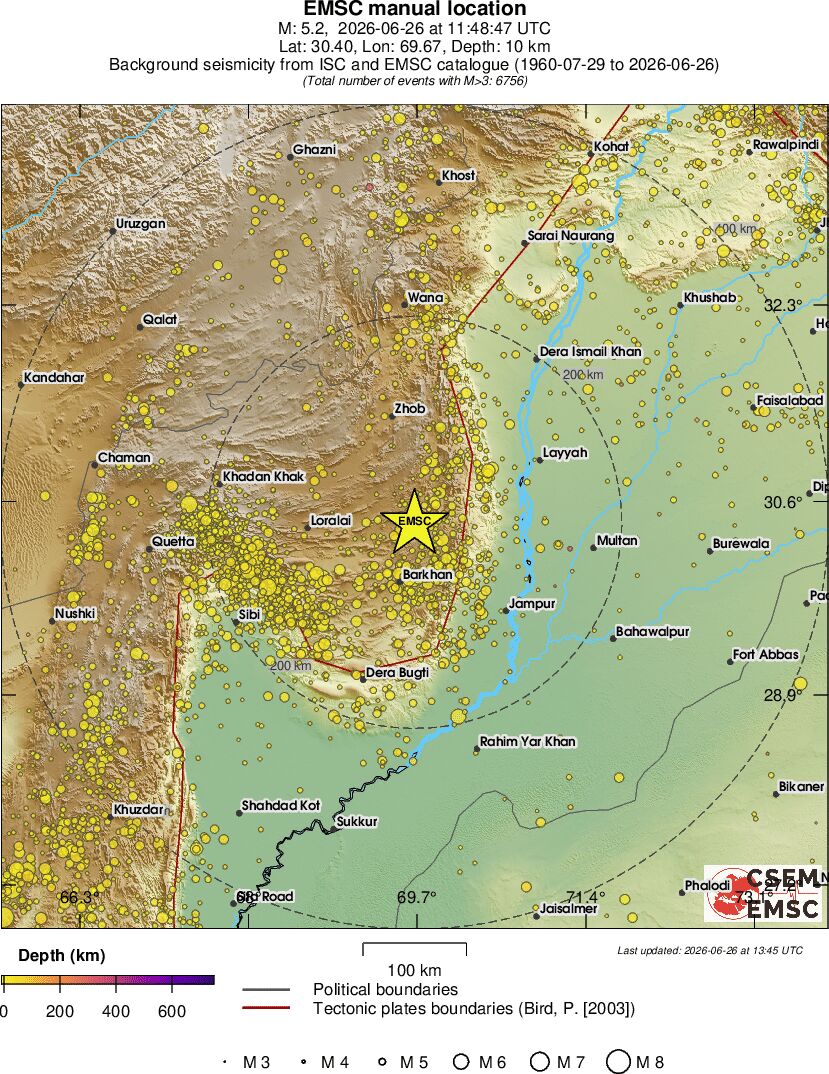 regional depth historical seismicity