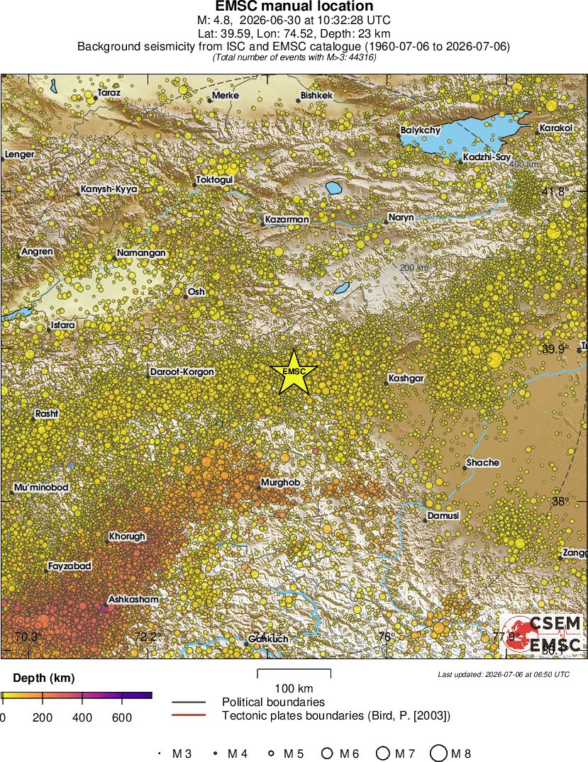 regional depth historical seismicity