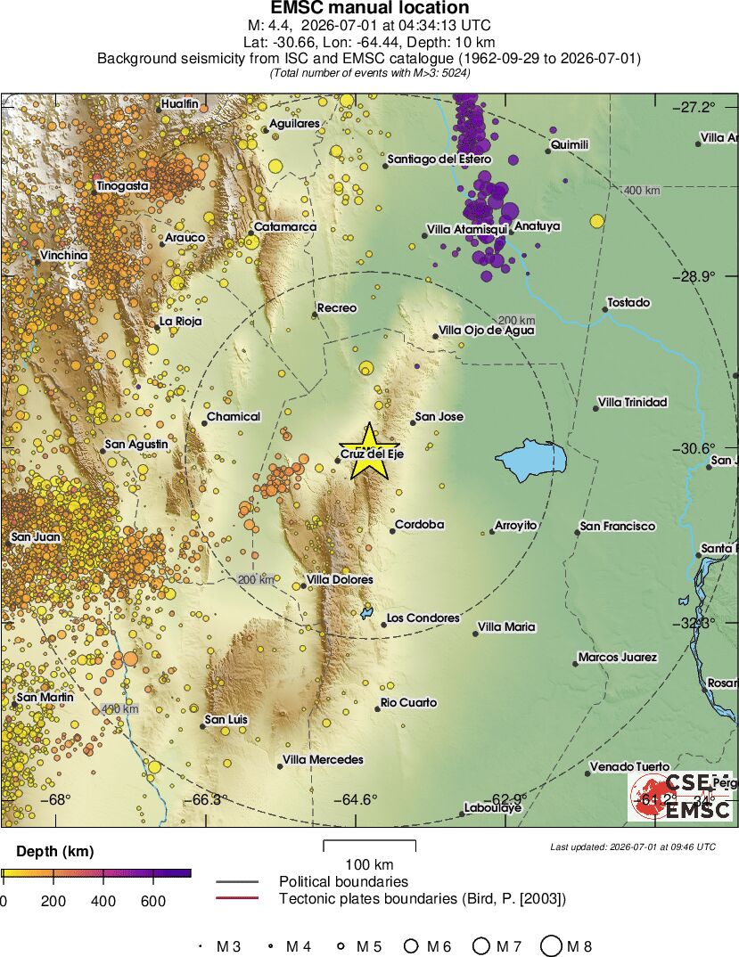 regional depth historical seismicity