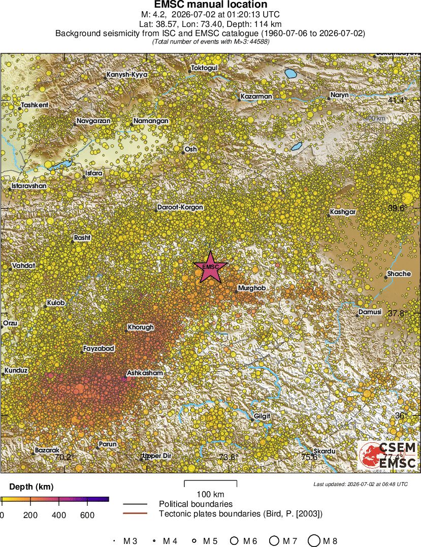 regional depth historical seismicity