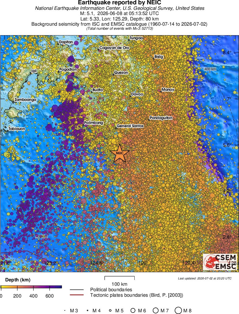 regional depth historical seismicity