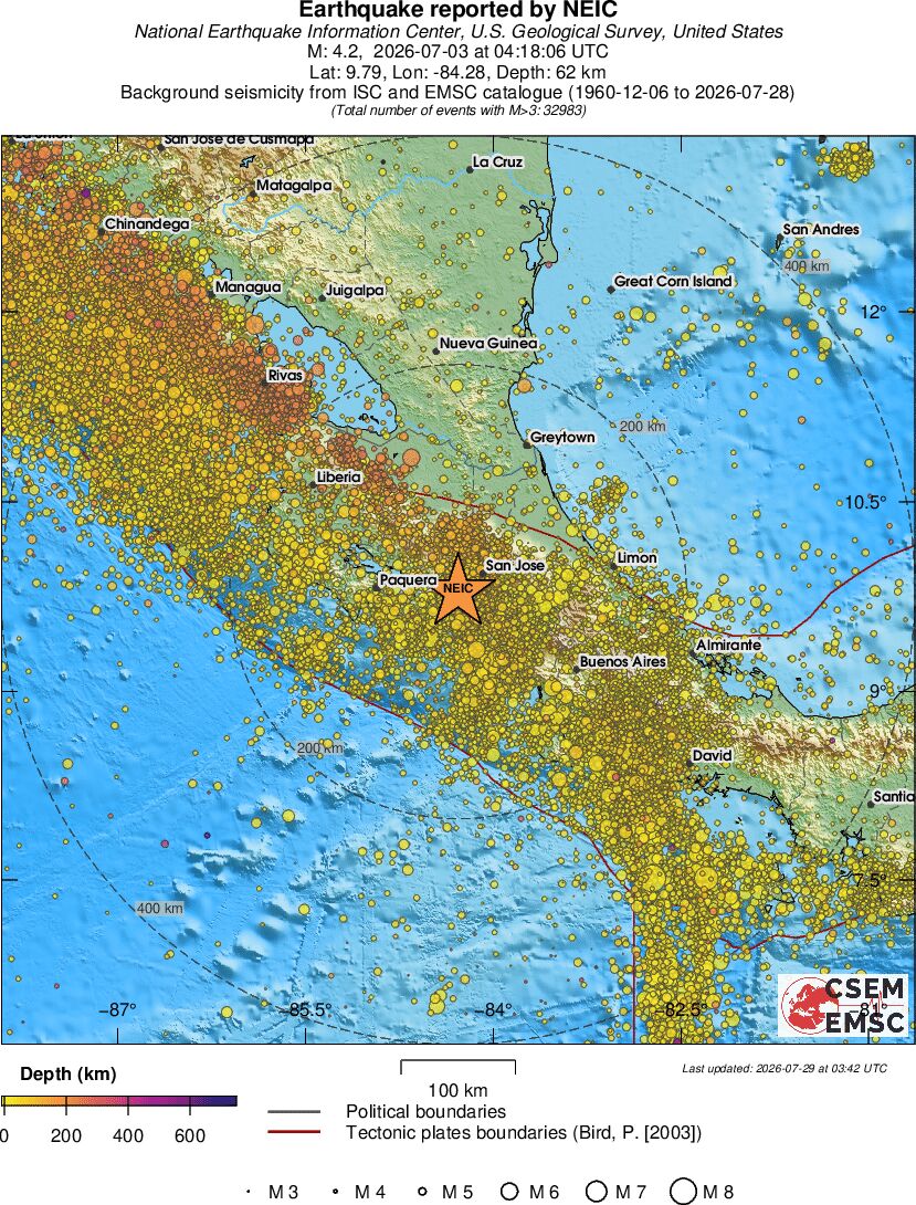 regional depth historical seismicity