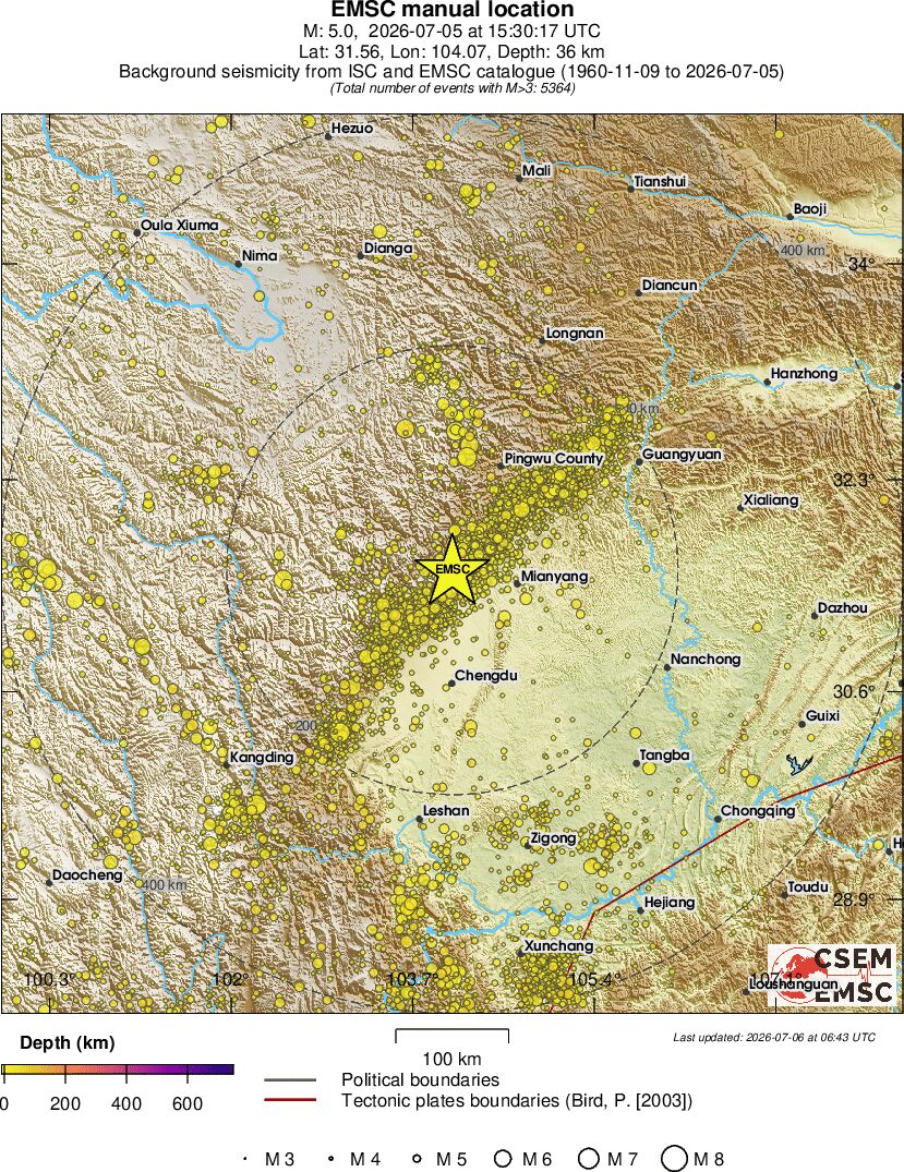regional depth historical seismicity