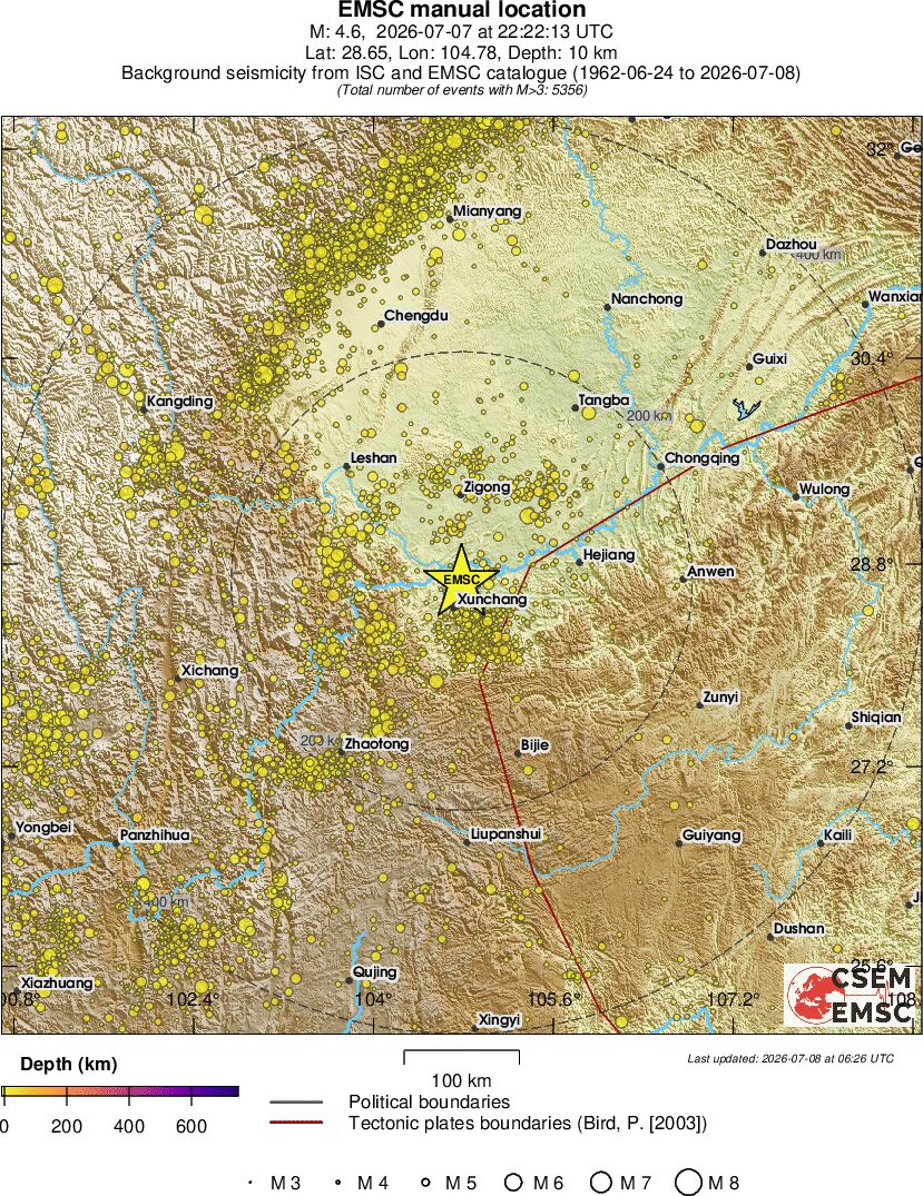 regional depth historical seismicity