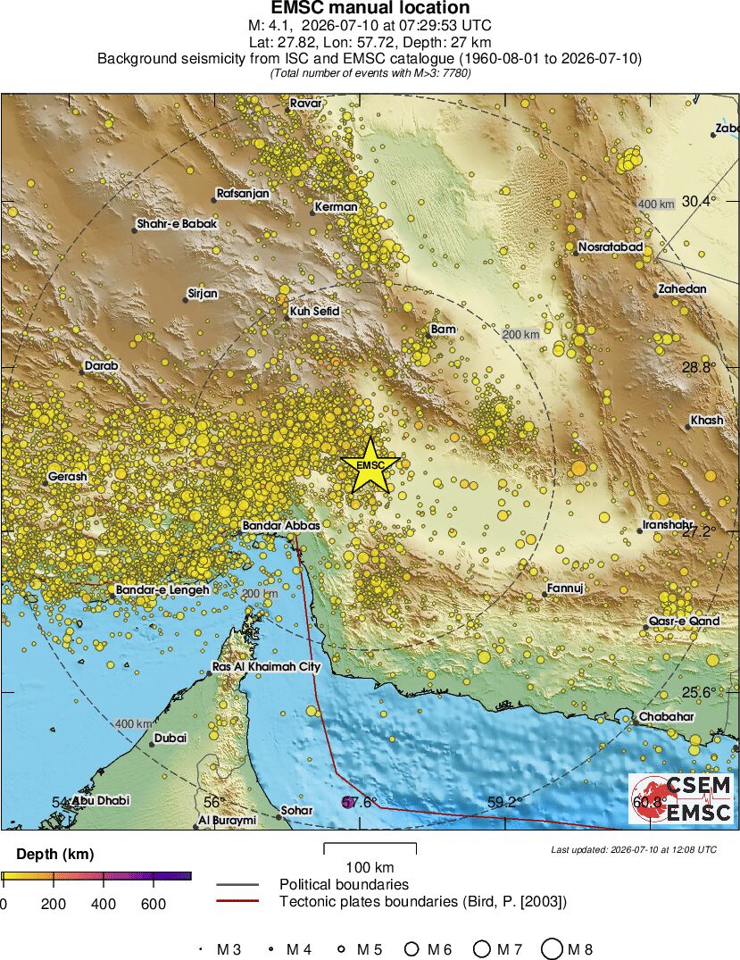 regional depth historical seismicity