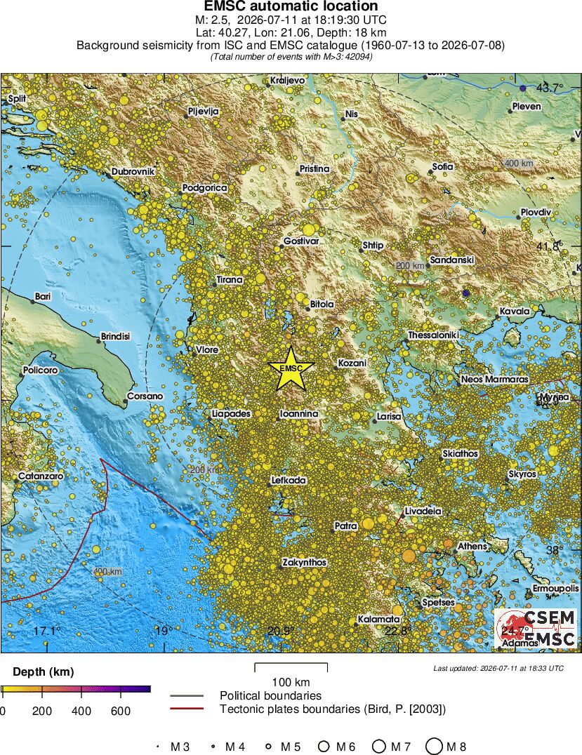 regional depth historical seismicity