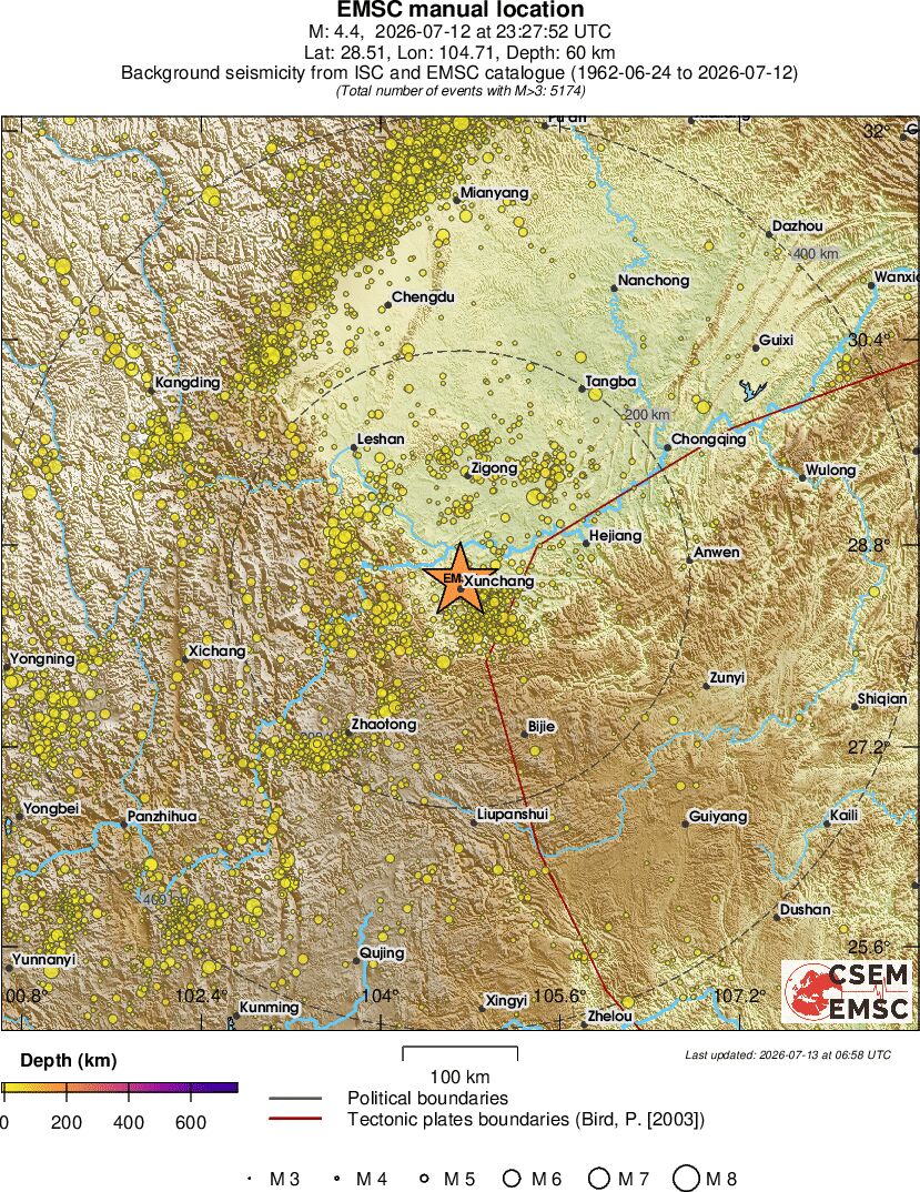 regional depth historical seismicity