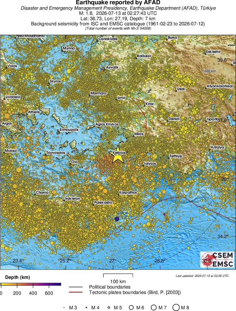 regional depth historical seismicity