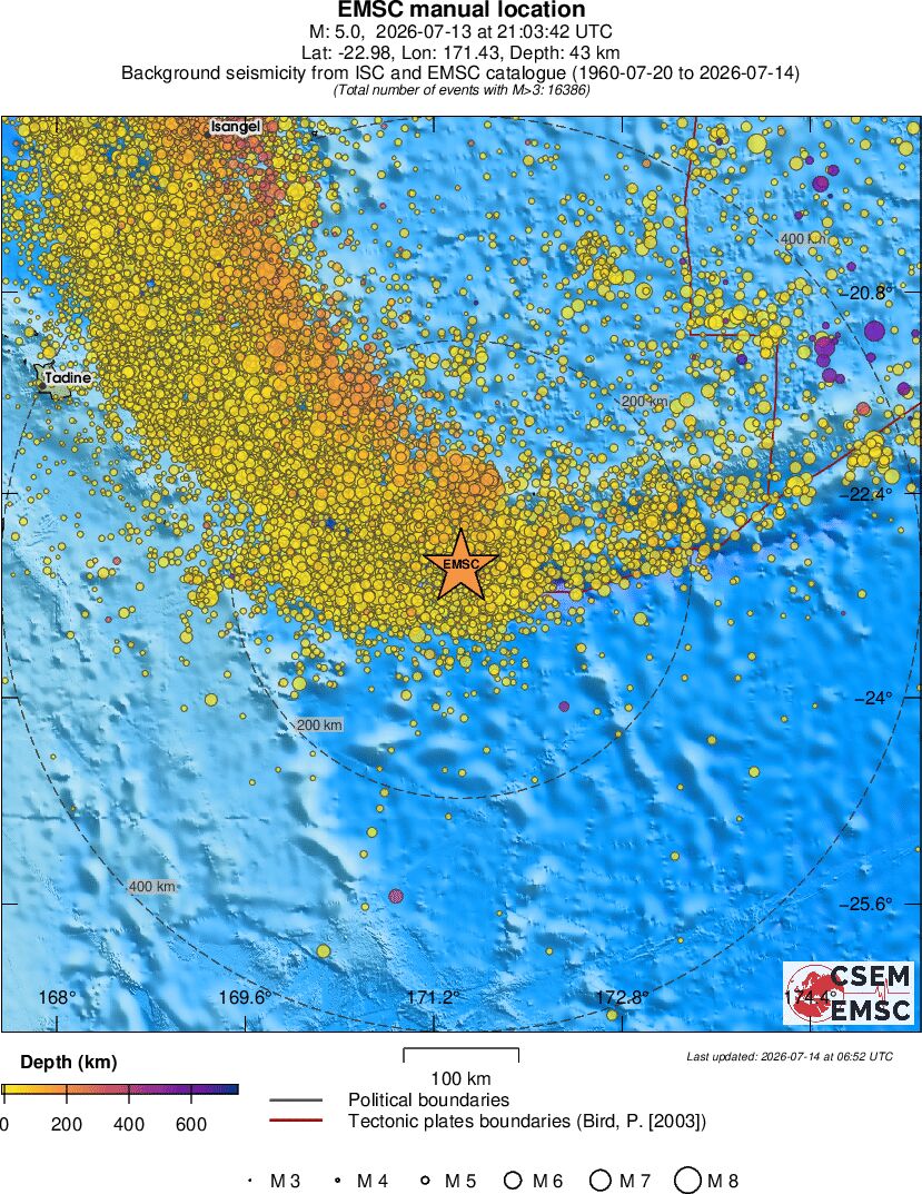 regional depth historical seismicity