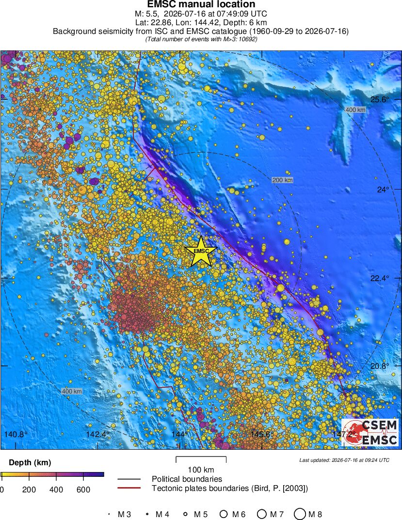 regional depth historical seismicity