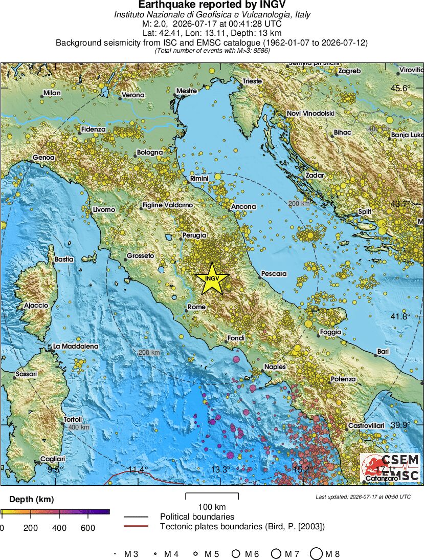 regional depth historical seismicity