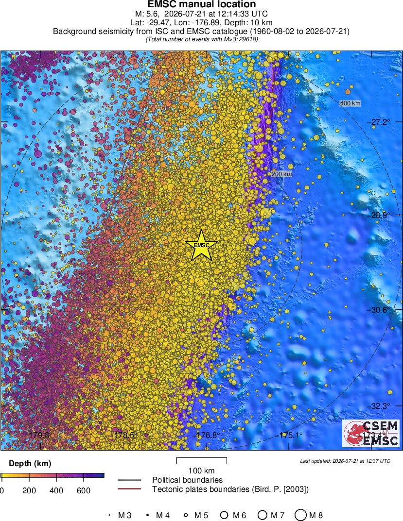 regional depth historical seismicity