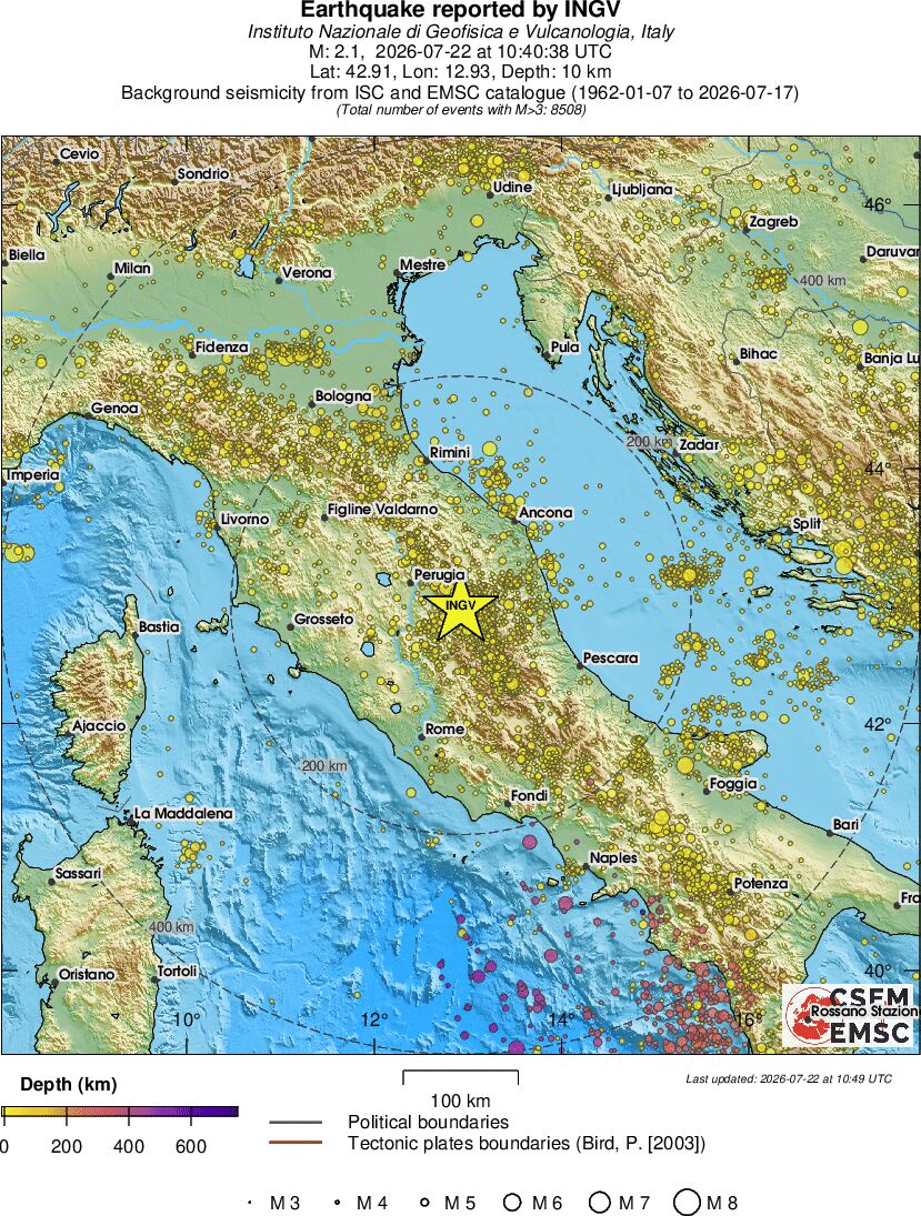 regional depth historical seismicity