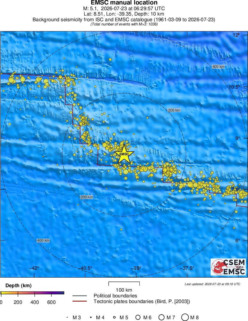 regional depth historical seismicity