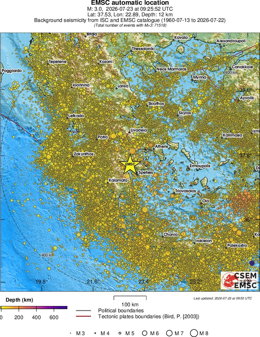 regional depth historical seismicity