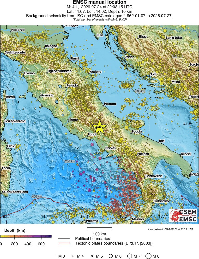 regional depth historical seismicity
