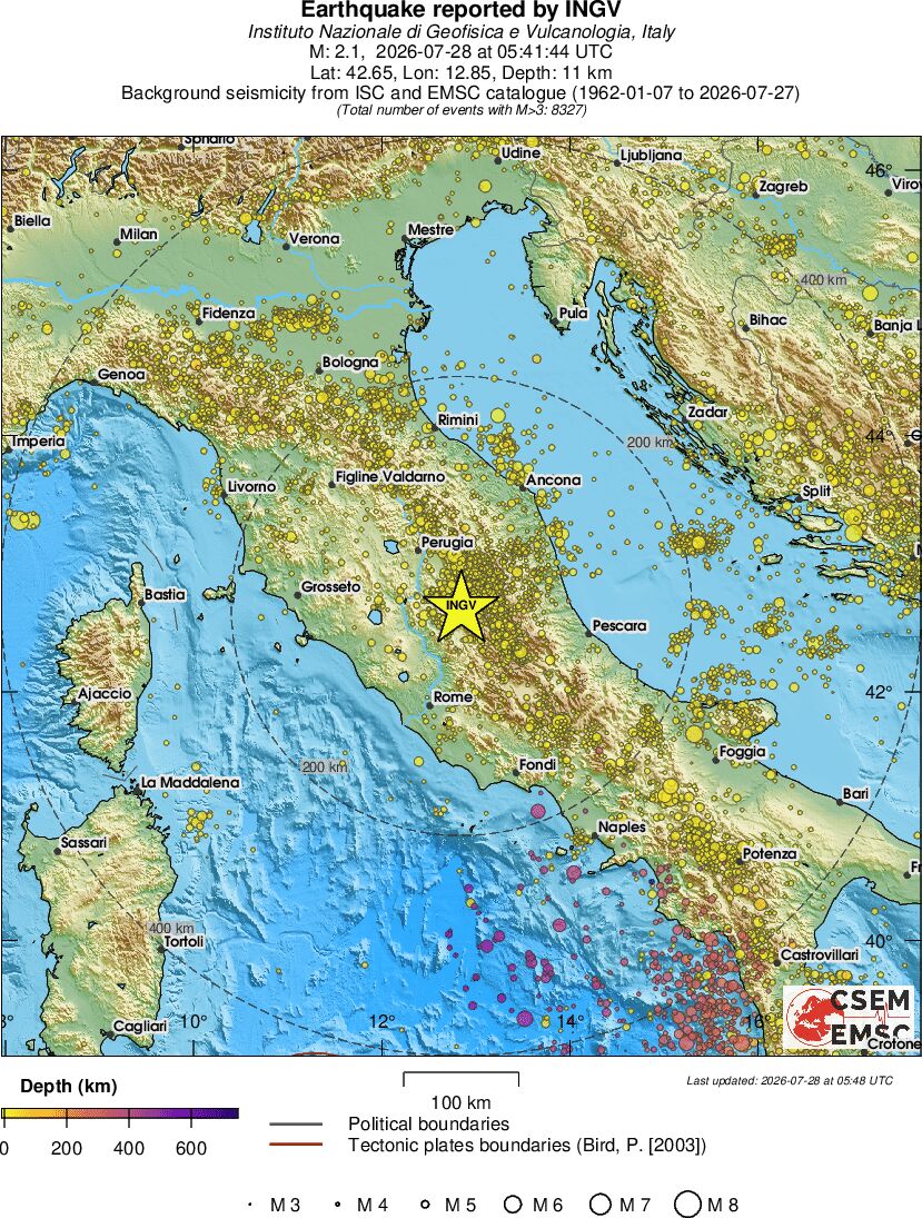 regional depth historical seismicity