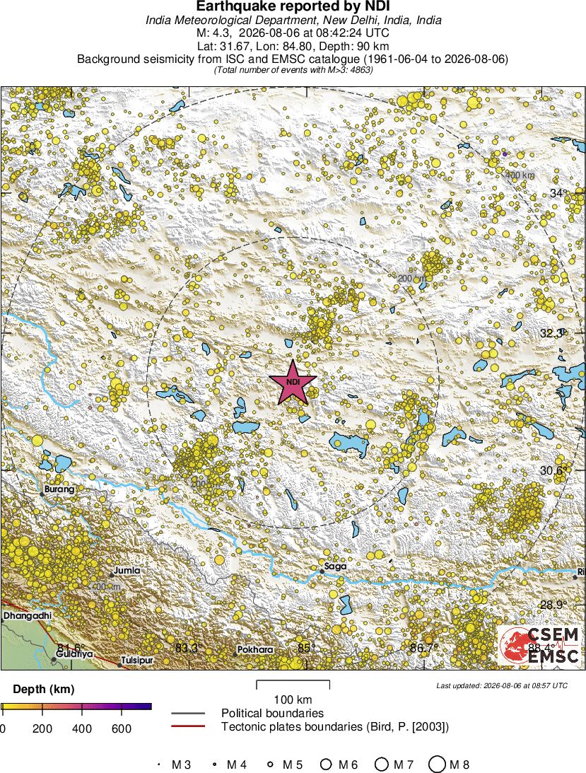 regional depth historical seismicity