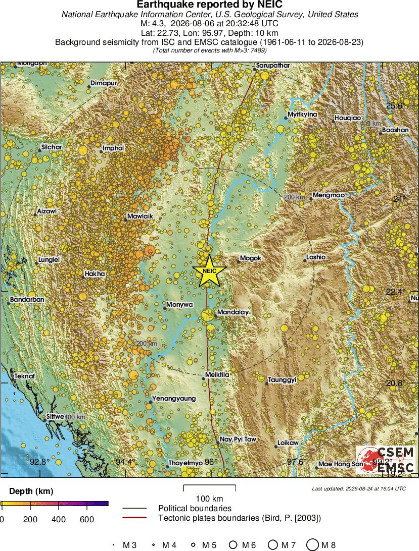 regional depth historical seismicity