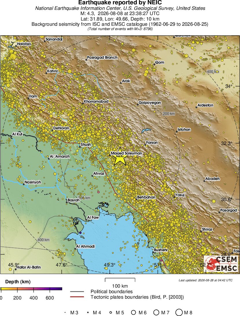 regional depth historical seismicity
