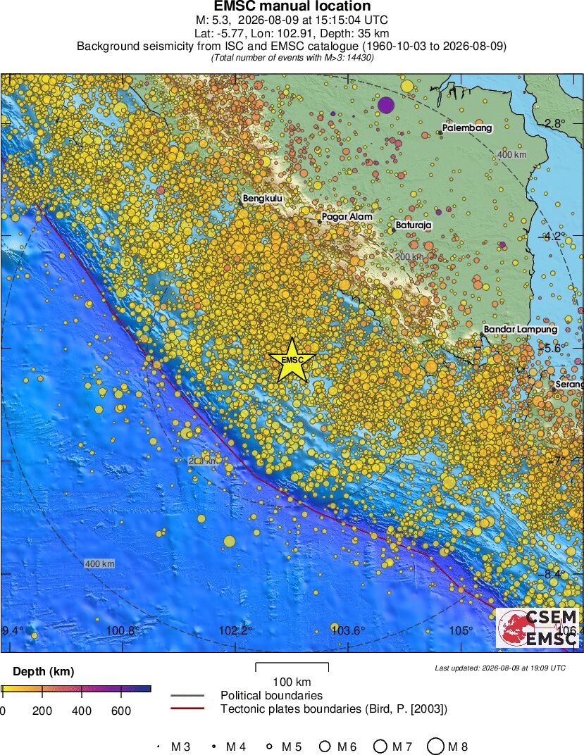 regional depth historical seismicity