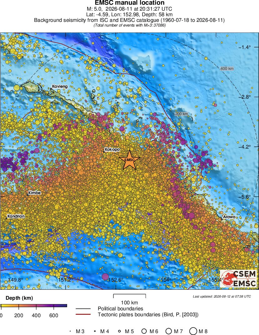 regional depth historical seismicity