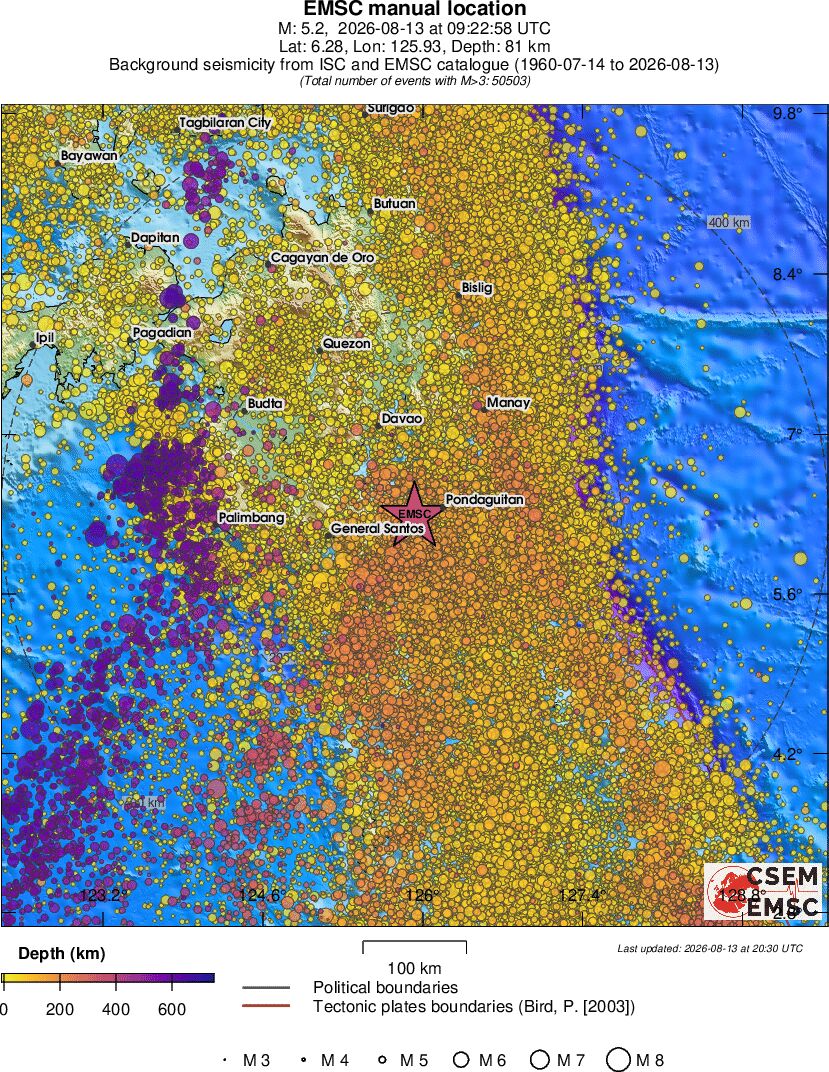 regional depth historical seismicity