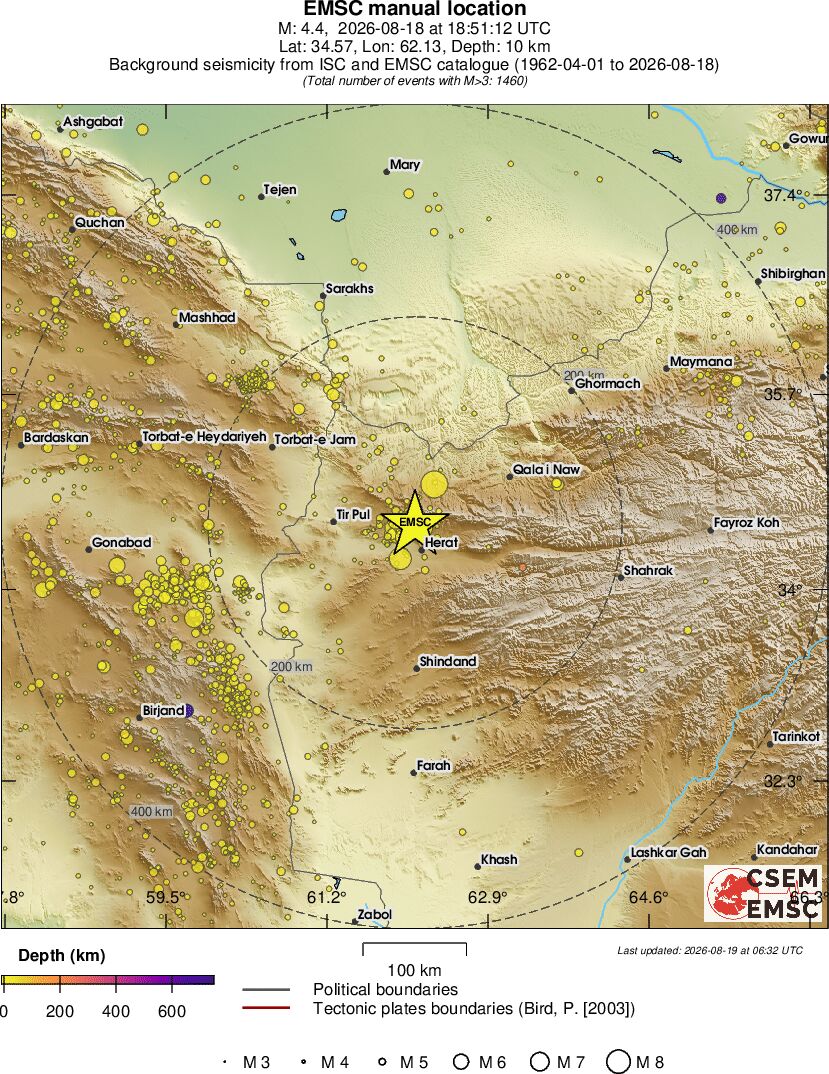 regional depth historical seismicity