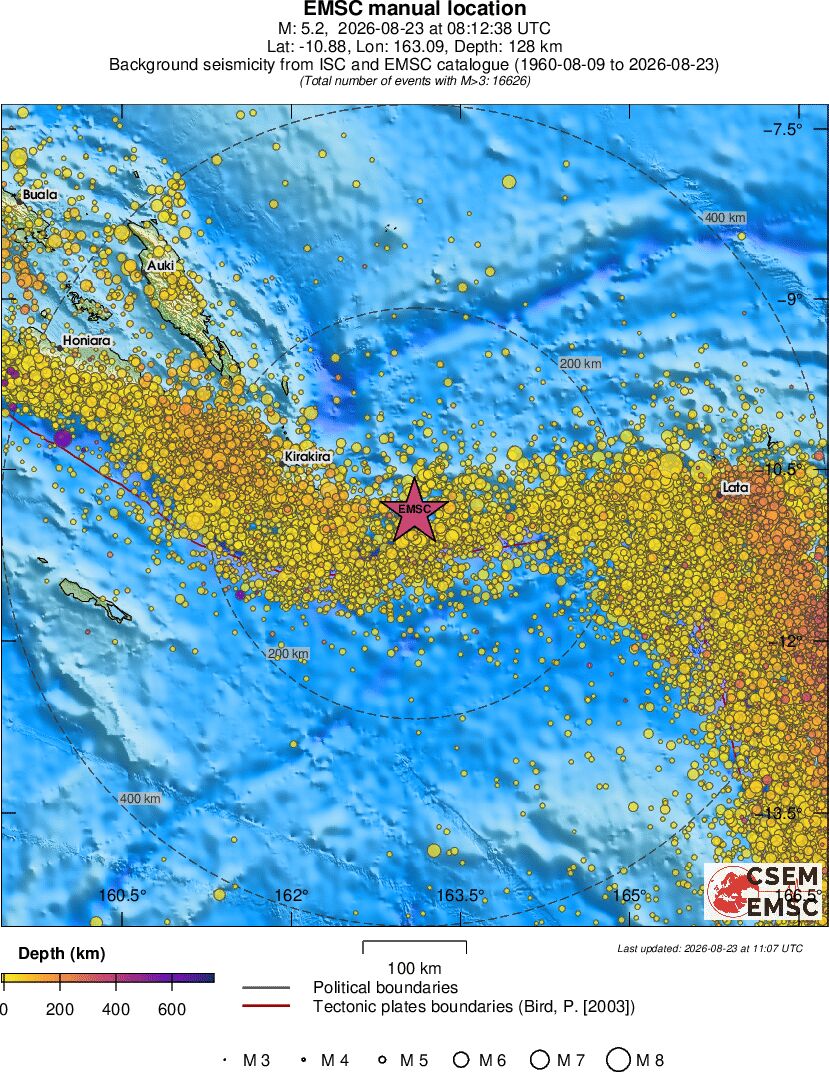 regional depth historical seismicity