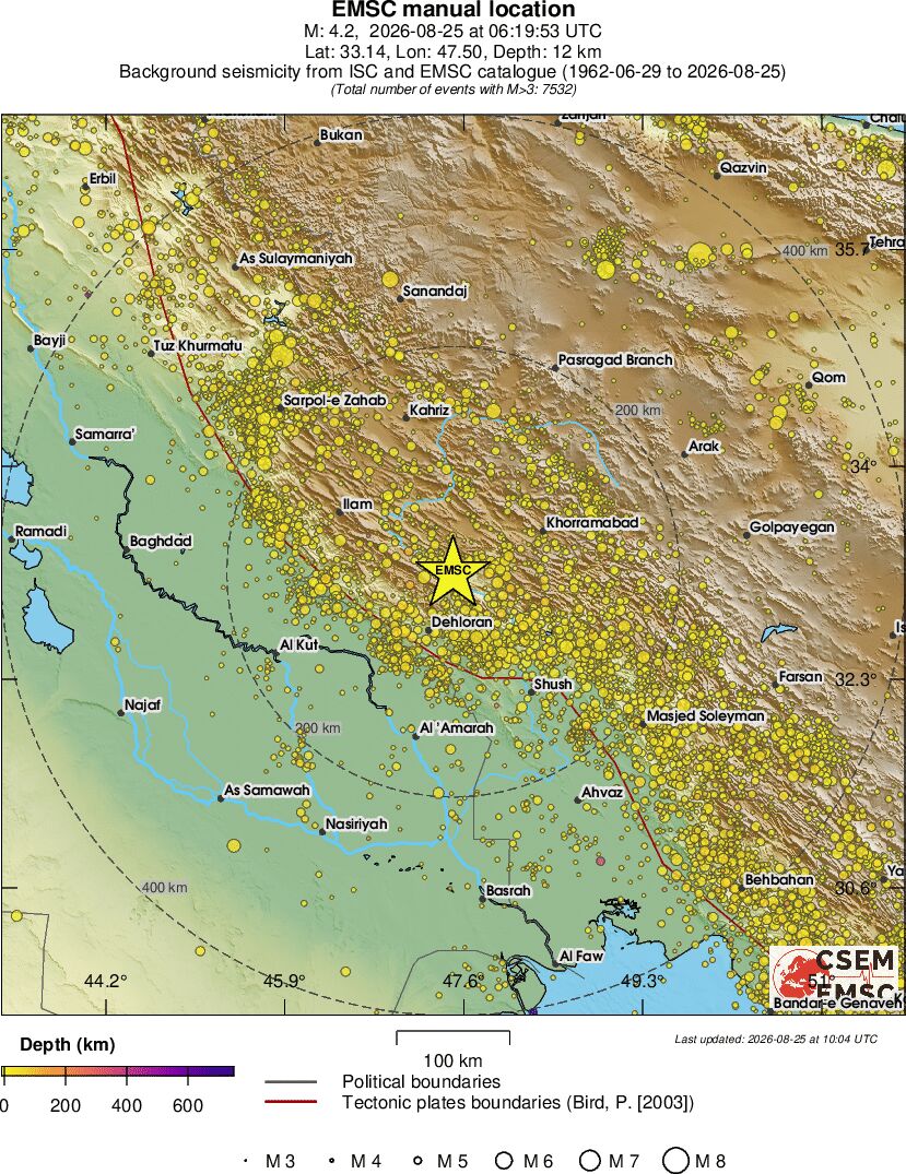 regional depth historical seismicity