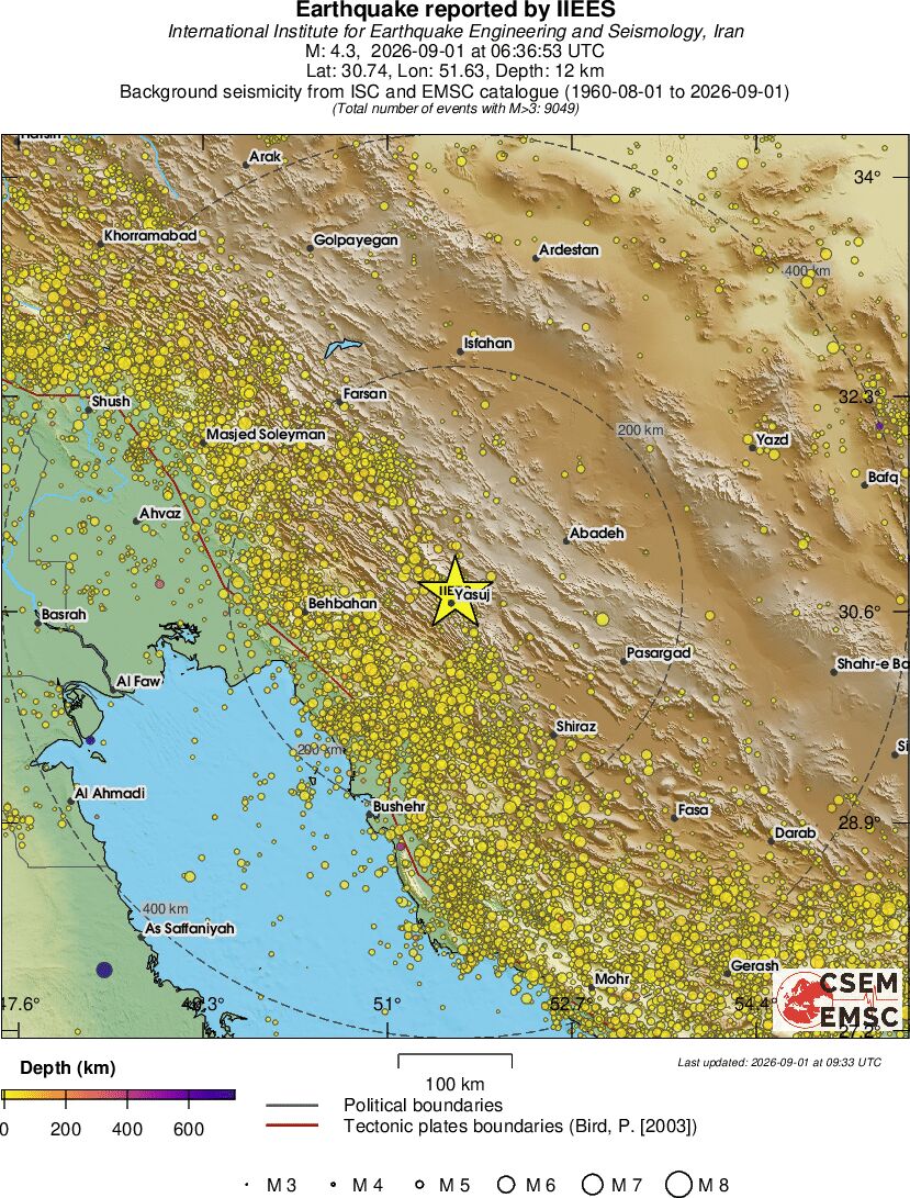 regional depth historical seismicity