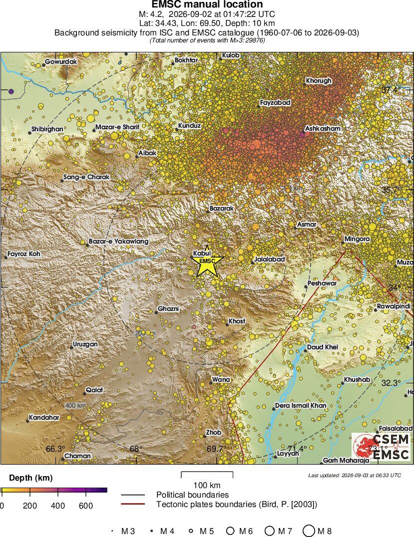 regional depth historical seismicity