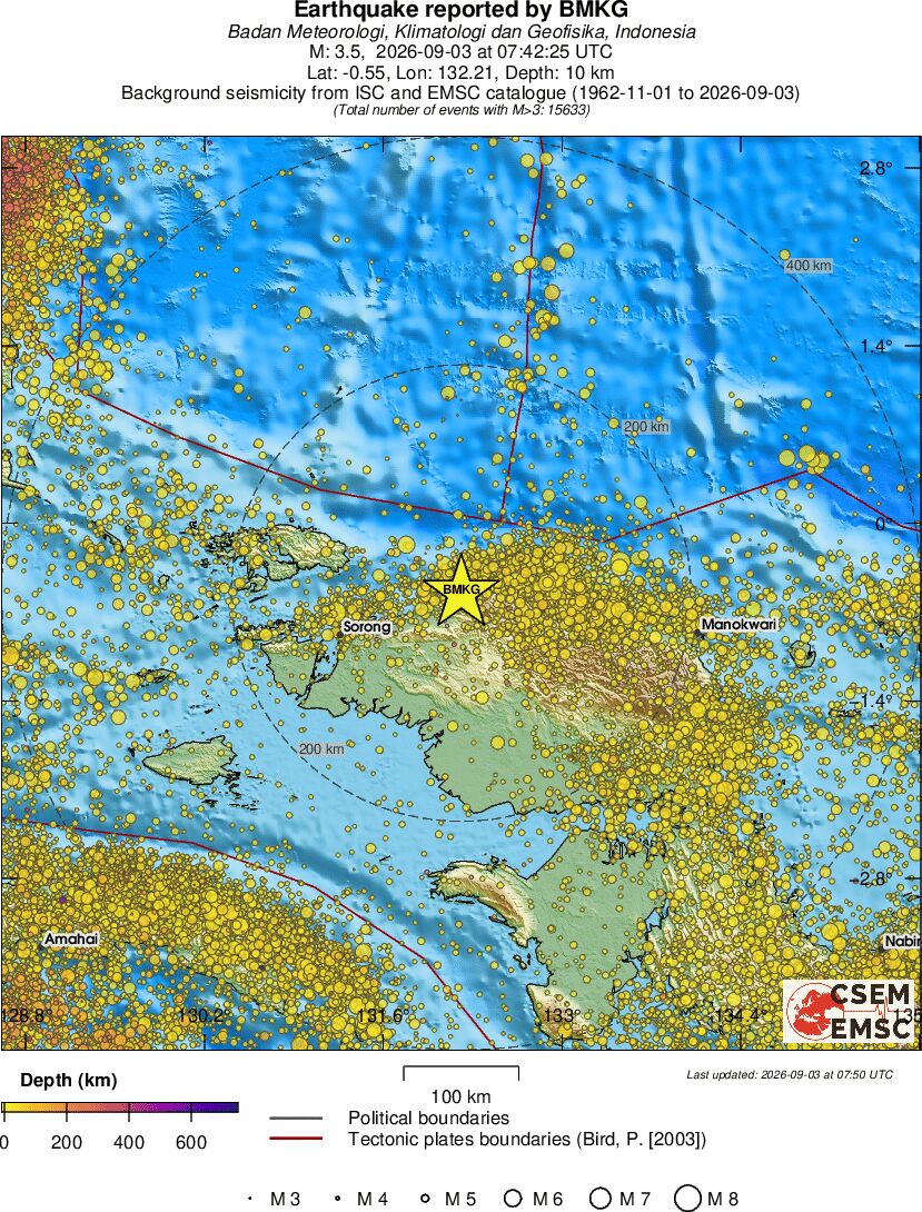 regional depth historical seismicity