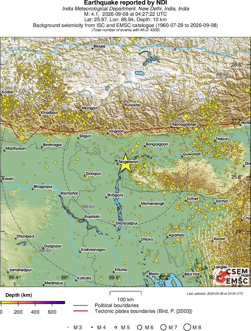 regional depth historical seismicity