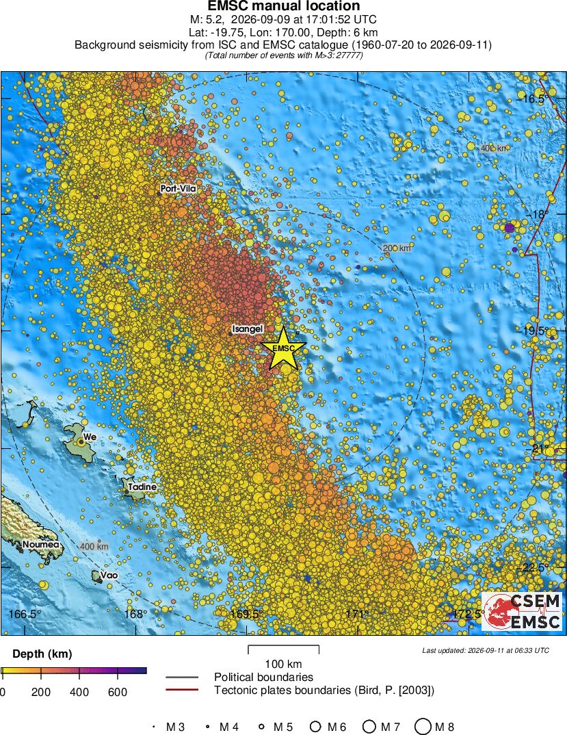regional depth historical seismicity