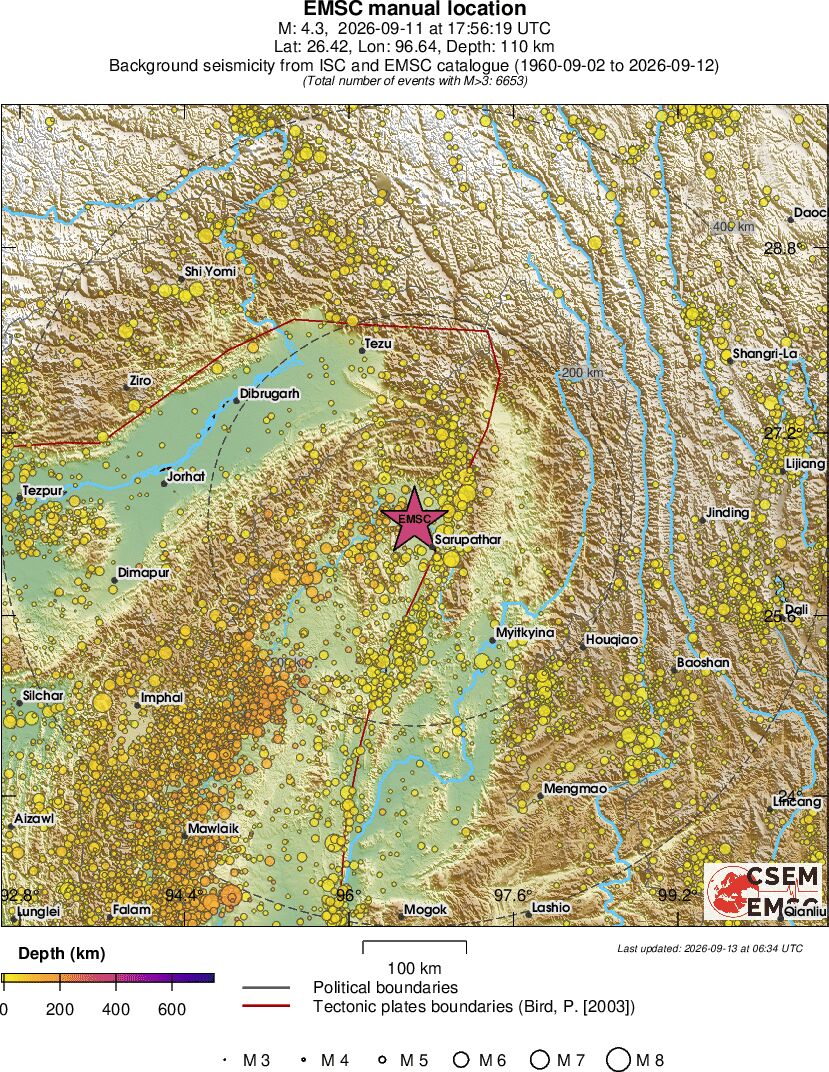 regional depth historical seismicity