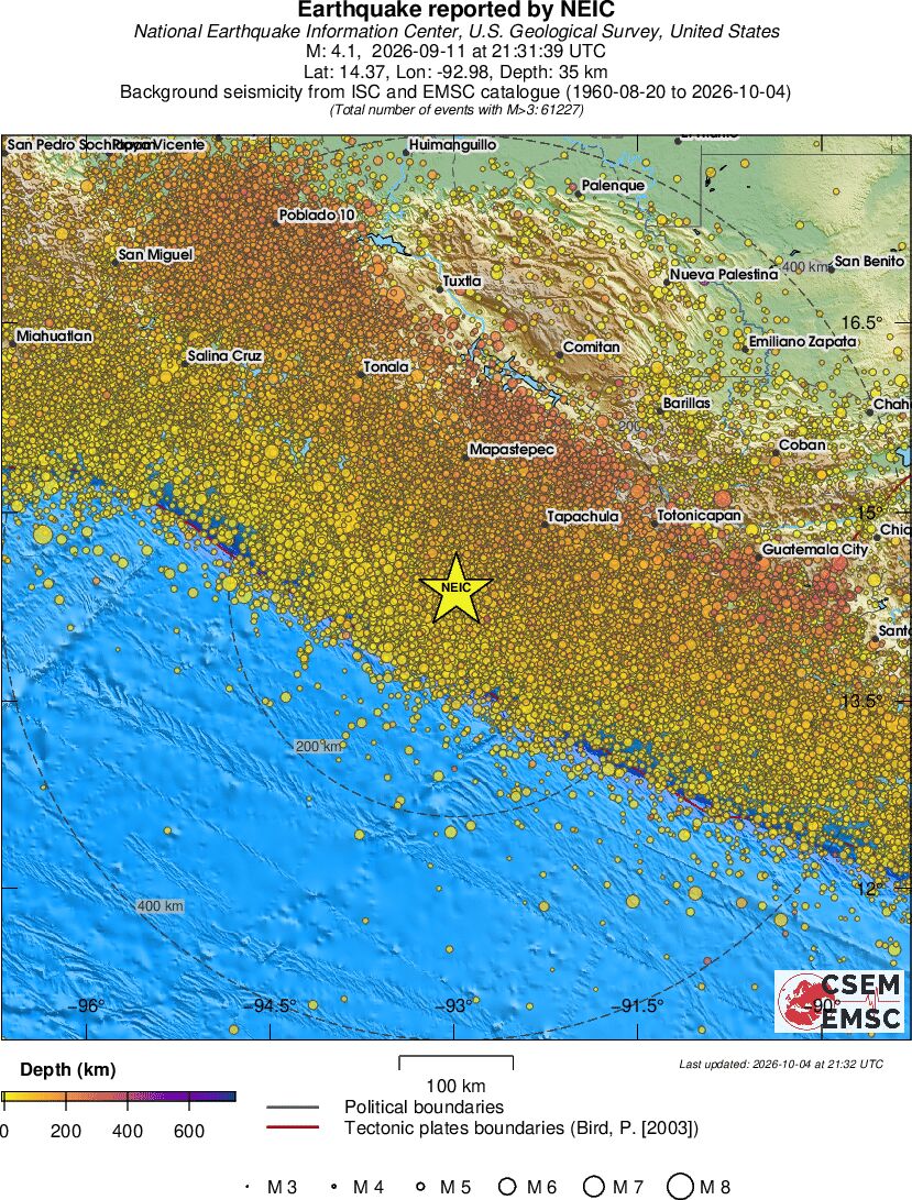 regional depth historical seismicity
