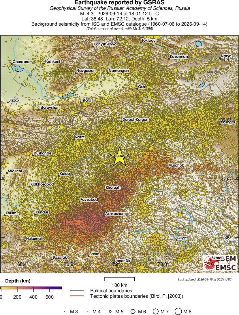 regional depth historical seismicity
