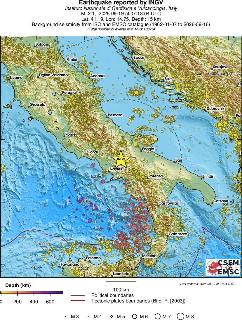 regional depth historical seismicity