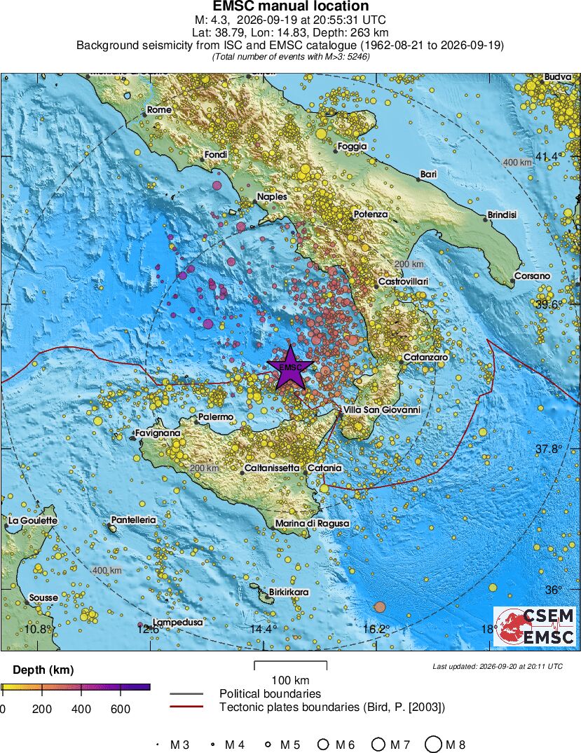 regional depth historical seismicity