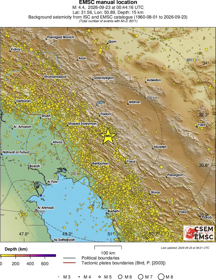 regional depth historical seismicity