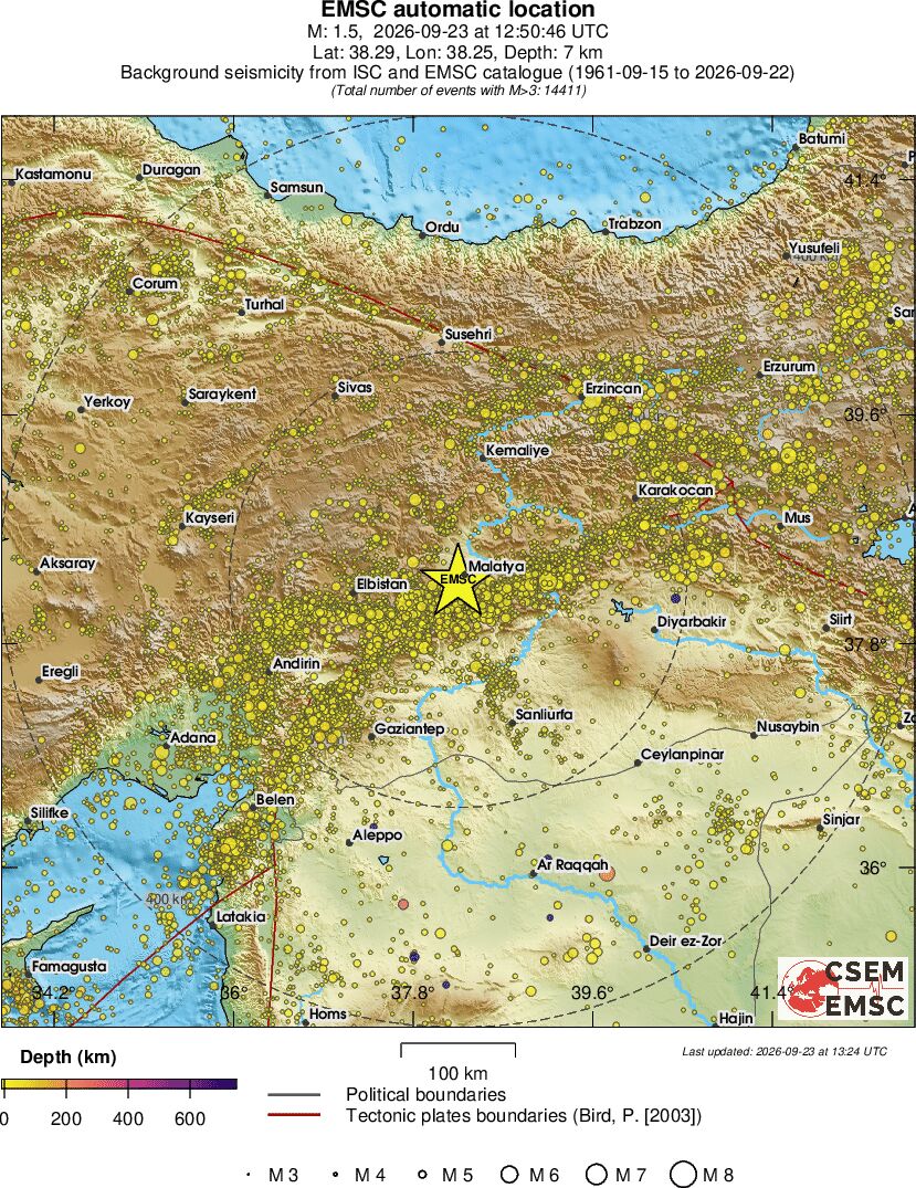 regional depth historical seismicity