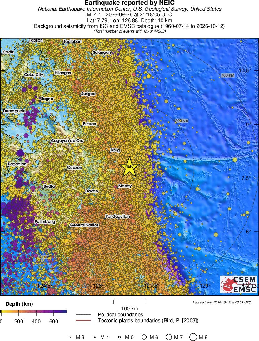 regional depth historical seismicity